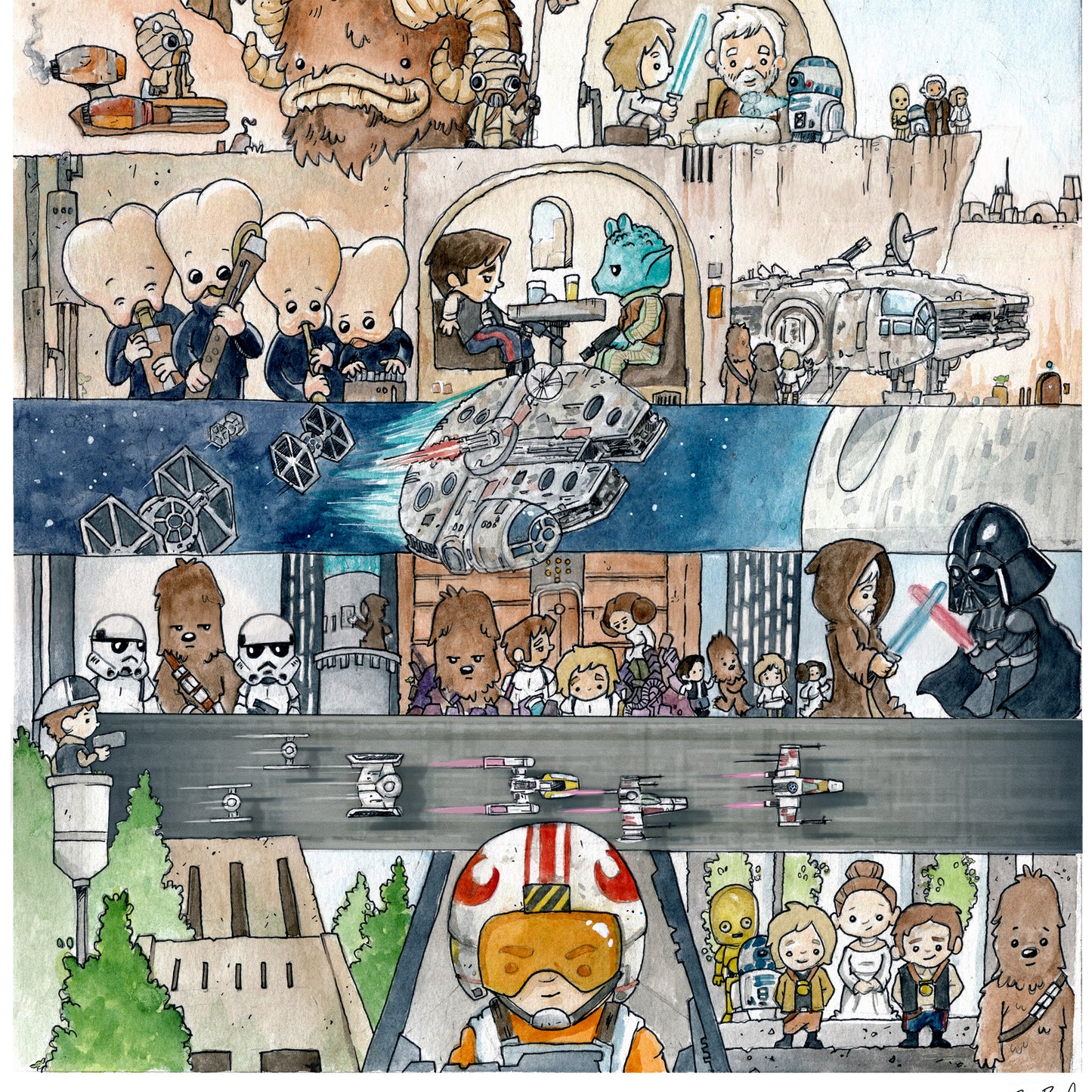 The Fourth Movie Watercolor Print