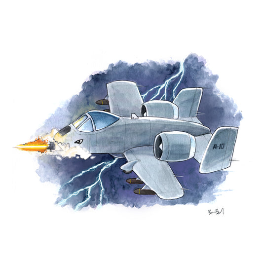 A-10 Warthog Attack Jet Watercolor Print