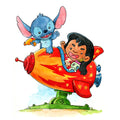 Blue Alien & Girl Watercolor Print