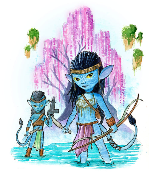 The Blue Warrior People Watercolor Print