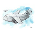 C-5 Galaxy Transport Plane Watercolor Print