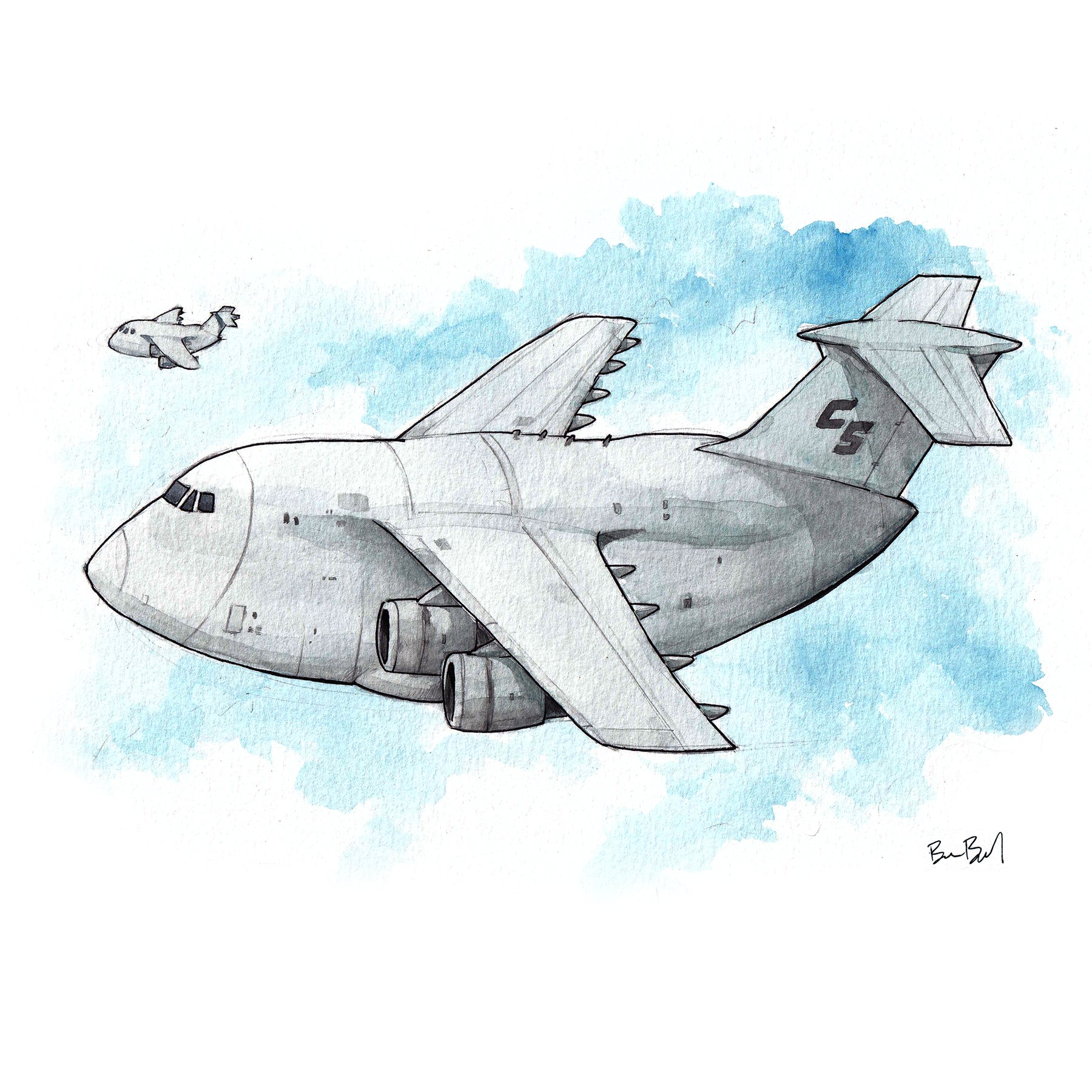 C-5 Galaxy Transport Plane Watercolor Print