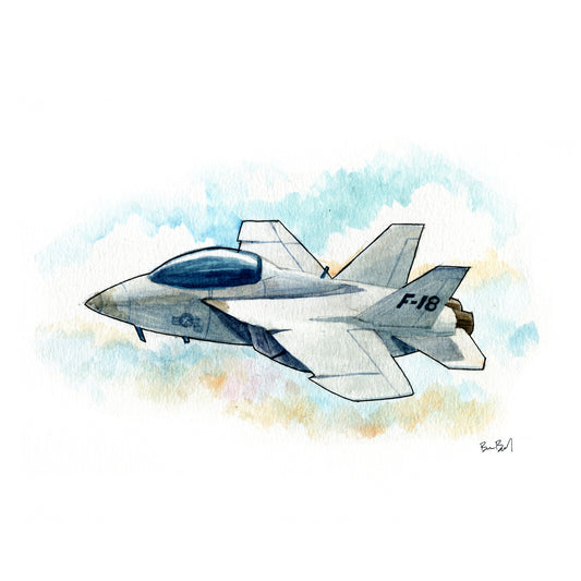 F/A-18 Hornet Fighter Jet Watercolor Print