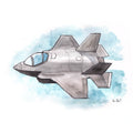 F-35 Fighter Jet Watercolor Print