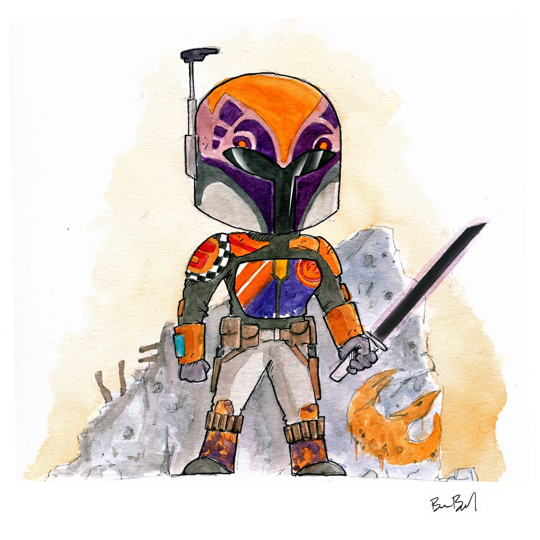 Graffiti Girl Watercolor Print