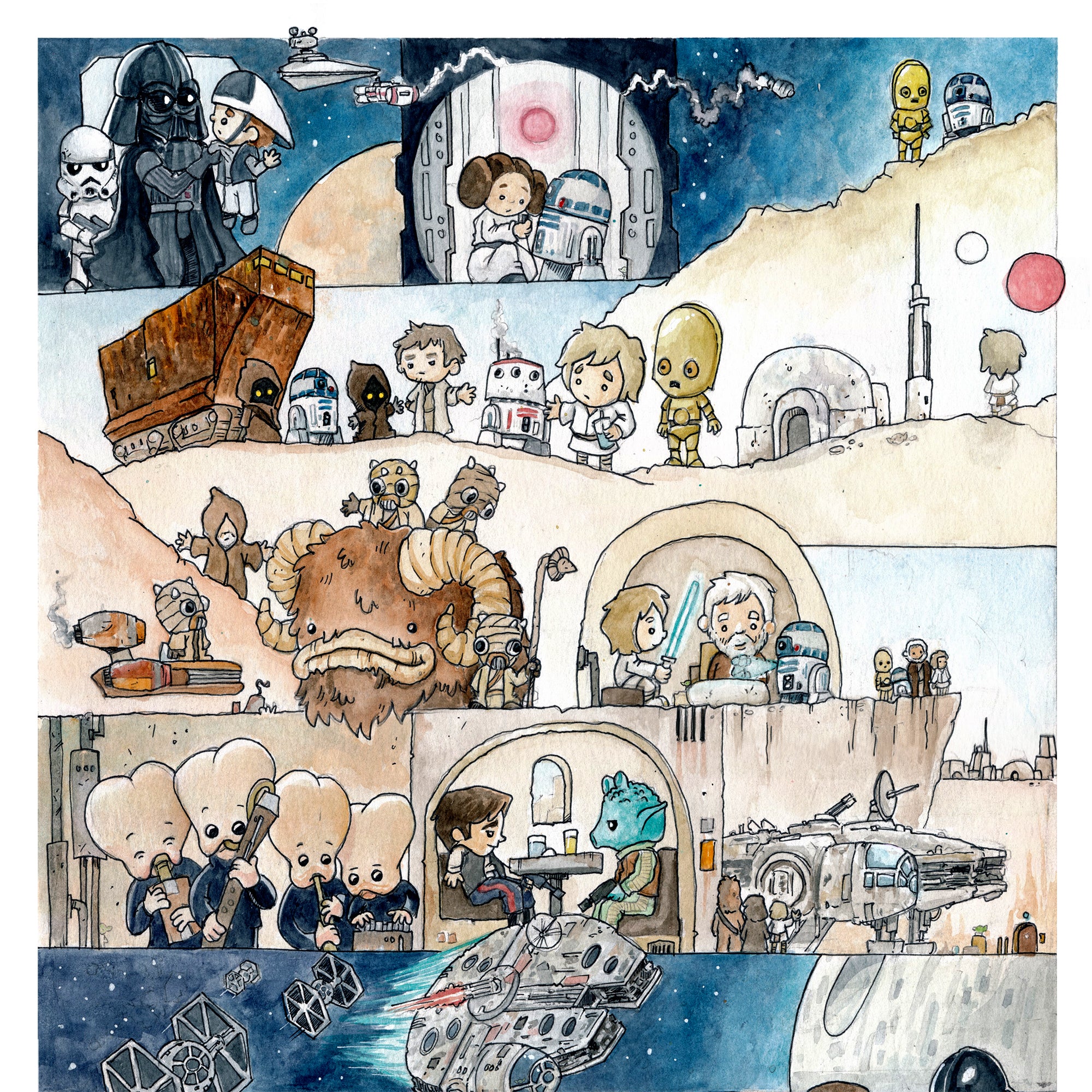 The Fourth Movie Watercolor Print