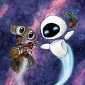 Robot Space Friends Watercolor Print