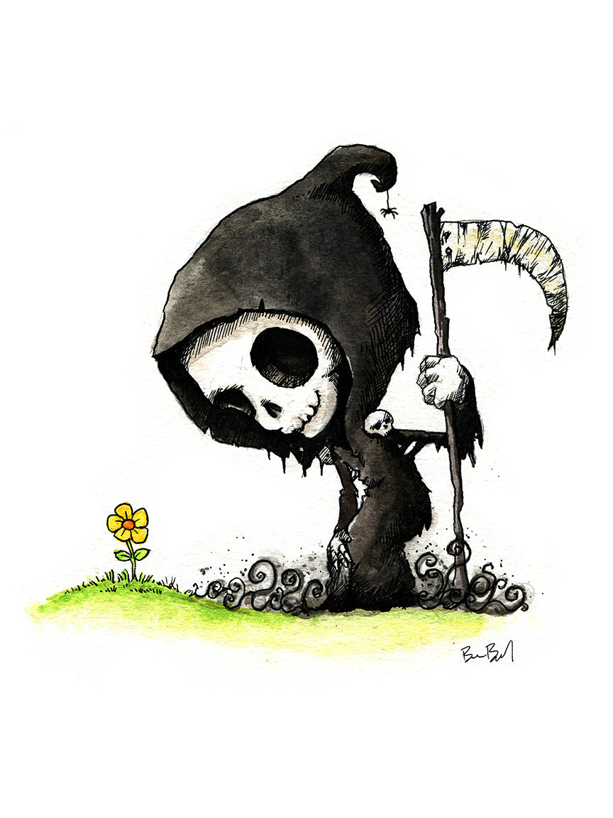 Grim Enjoying A Flower